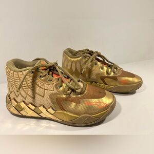 Puma MB.01 LaMelo Ball Golden Child Shoes Gold Basketball Sneaker Youth Size 5.5